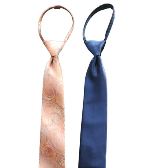 Architect Zipper Ties Rose Gold paisley and Blue - Picture 7 of 7